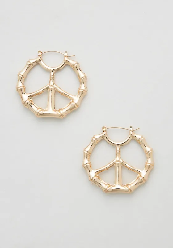 Peace is Golden Hoop Earrings sold by Modcloth