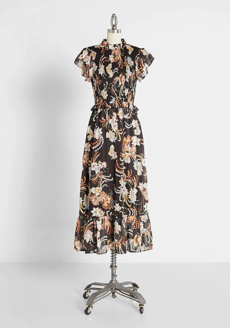 Shirring the Spotlight Midi Dress sold by Modcloth