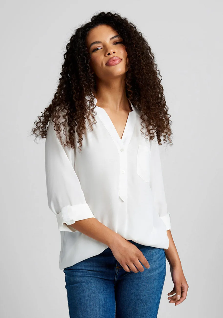 Pam Breeze-ly Long Sleeve Tunic in Ivory sold by Modcloth