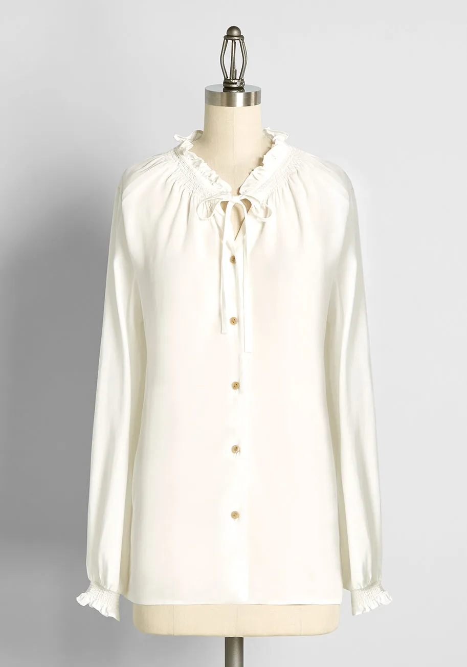 Countryside Romance Tie-Neck Blouse sold by Modcloth