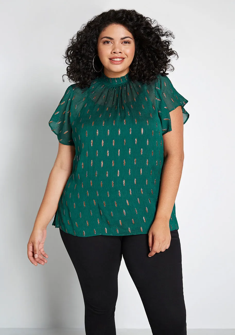 Calling Dibs Mock Neck Top sold by Modcloth