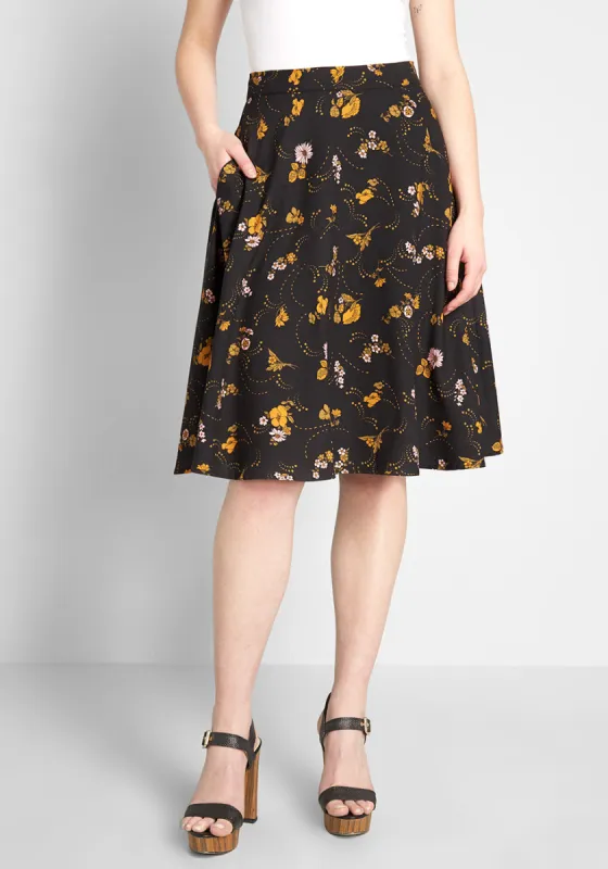 Just This Sway A-Line Skirt sold by Modcloth