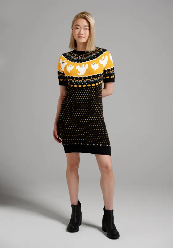Jump Scare Short Sleeve Fair Isle Sweater Dress sold by Modcloth