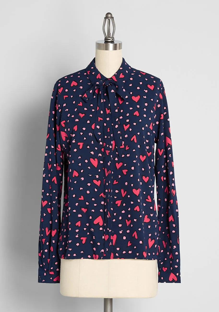 Must Be Love Tie-Neck Top sold by Modcloth