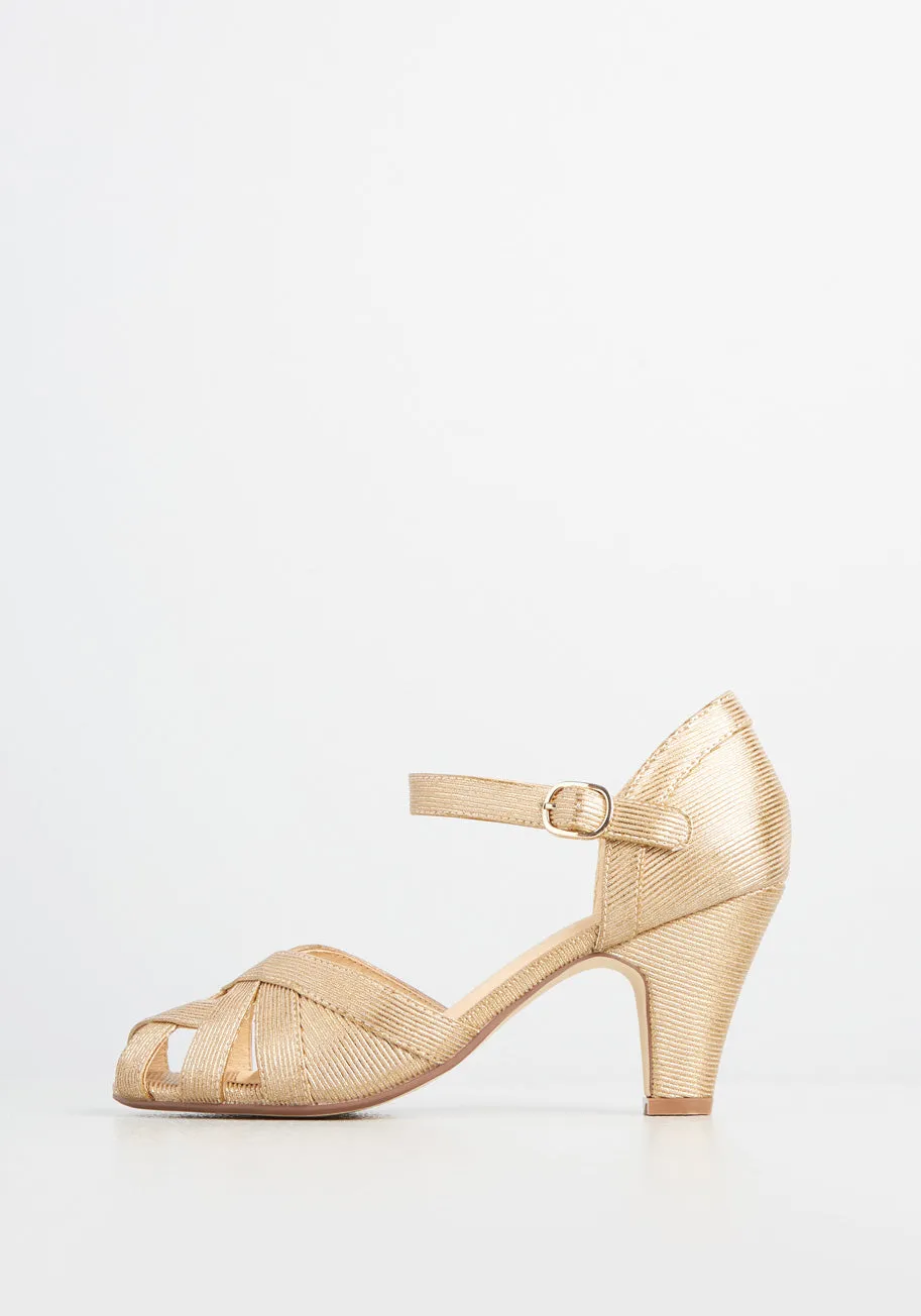 Spinning Gold Ankle Strap Heel sold by Modcloth product image thumbnail 2
