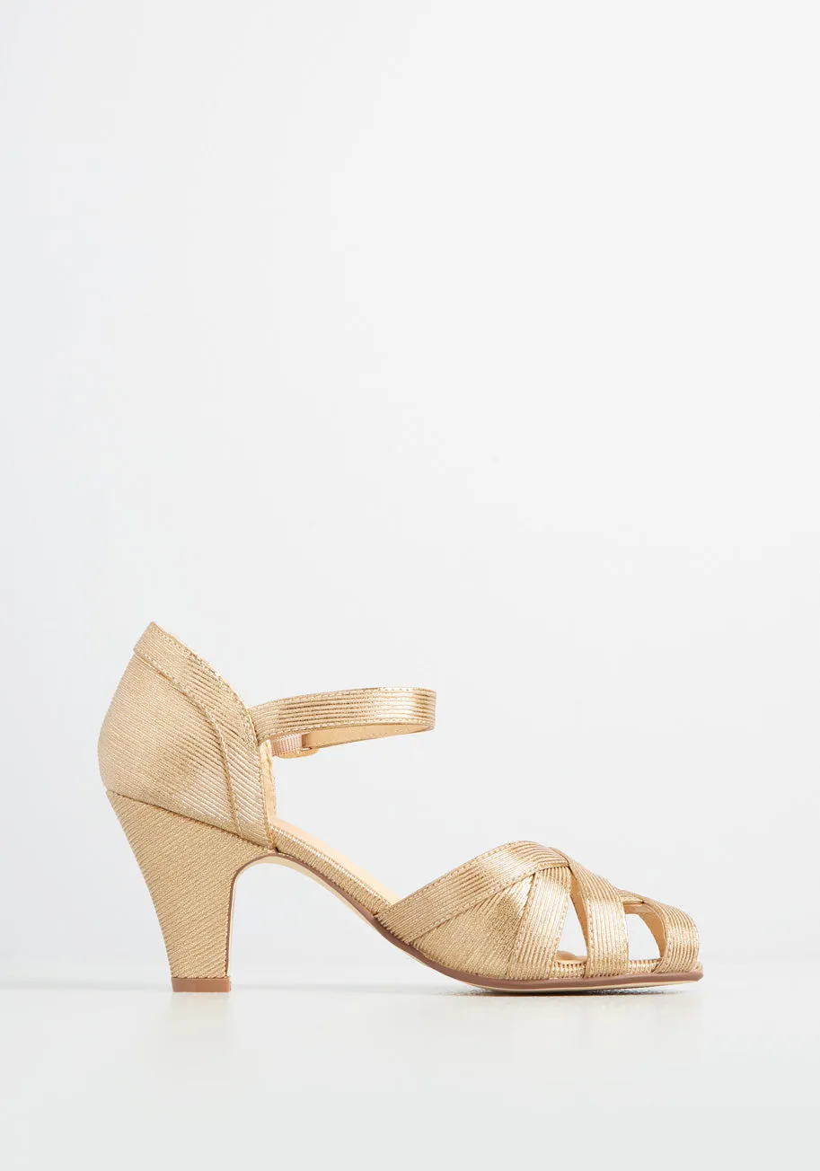 Spinning Gold Ankle Strap Heel sold by Modcloth product image thumbnail 3