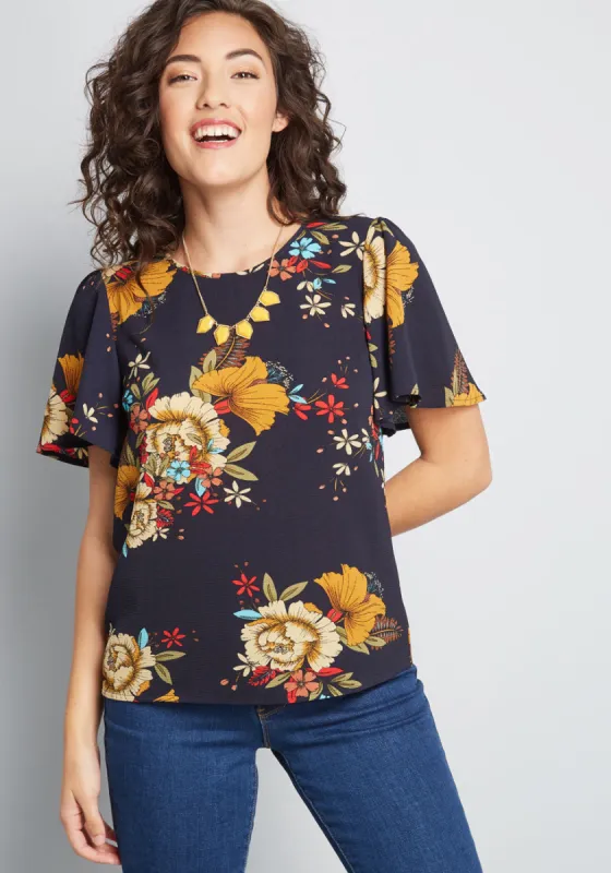 Need More Nature Floral Top sold by Modcloth