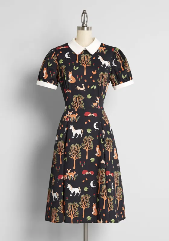 ModCloth x Collectif Enchanted By Fall Swing Dress sold by Modcloth