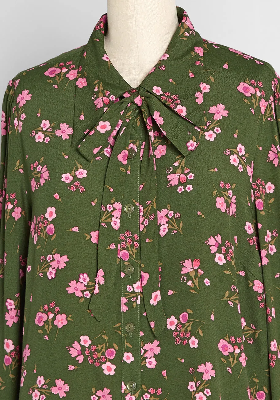 Wildflowers In The Wind Tie-Neck Blouse sold by Modcloth product image thumbnail 3