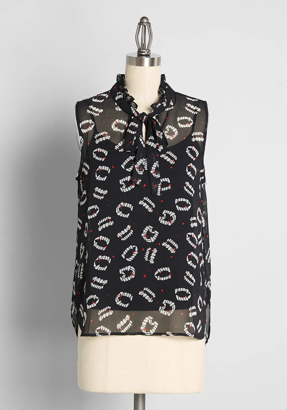 Bite Me I'm Fang-tastic Tie-Neck Blouse sold by Modcloth product image thumbnail 4