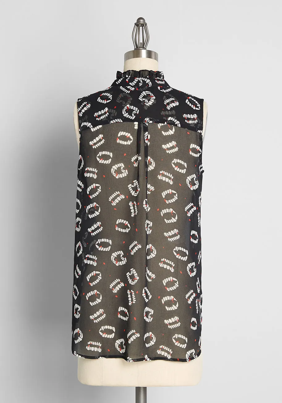 Bite Me I'm Fang-tastic Tie-Neck Blouse sold by Modcloth product image thumbnail 2