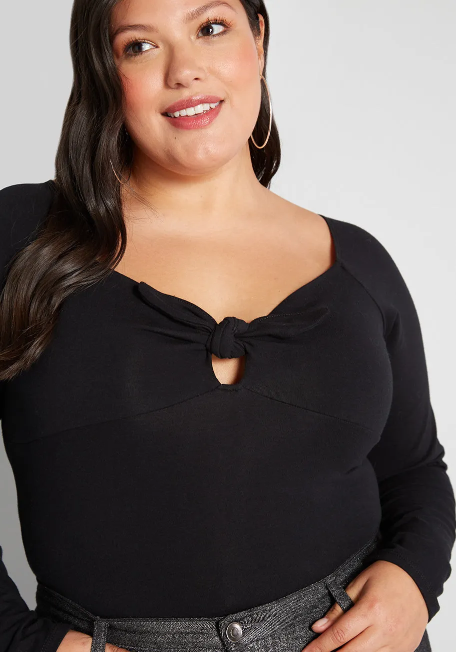 I Could Bow On Tie-Front Long Sleeve Bodysuit sold by Modcloth product image thumbnail 4