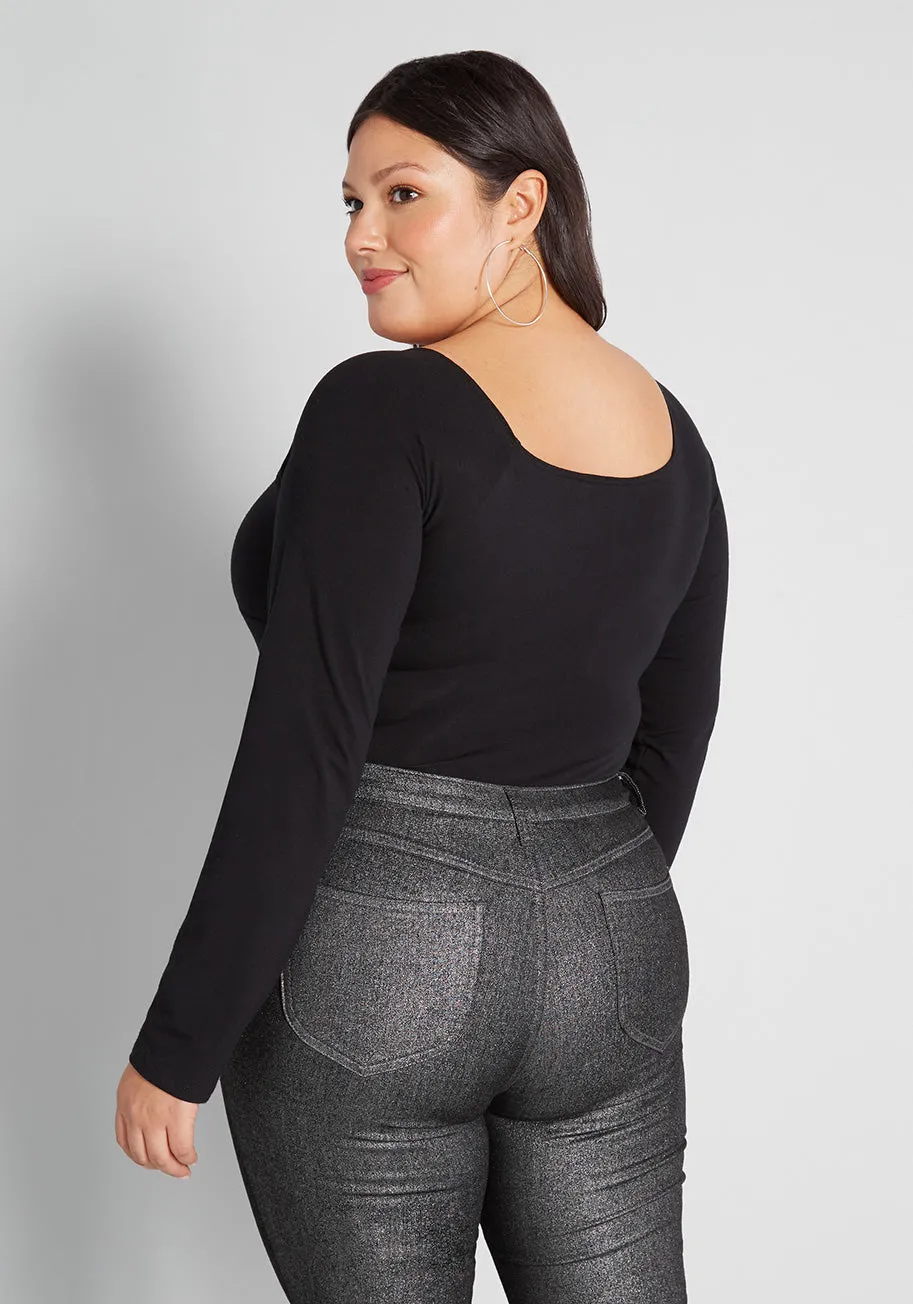 I Could Bow On Tie-Front Long Sleeve Bodysuit sold by Modcloth product image thumbnail 2