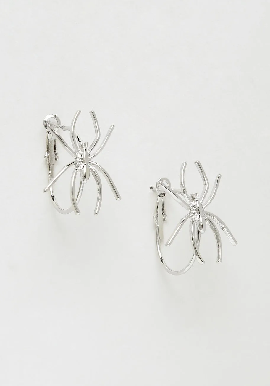 Spinning a Silvery Web Earrings sold by Modcloth