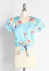 Modcloth X Collectif Curious And Colorful Cats Puff Sleeve Top sold by Modcloth