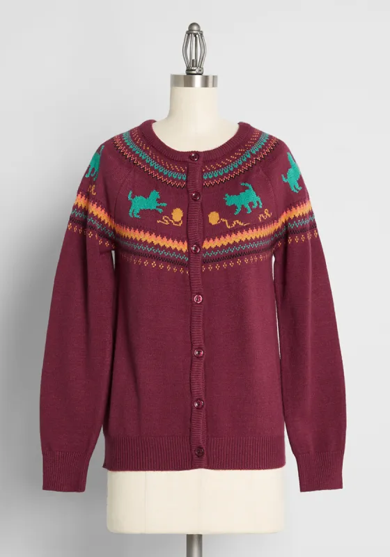 'Knitty' Cat Fair Isle Cardigan made by Modcloth