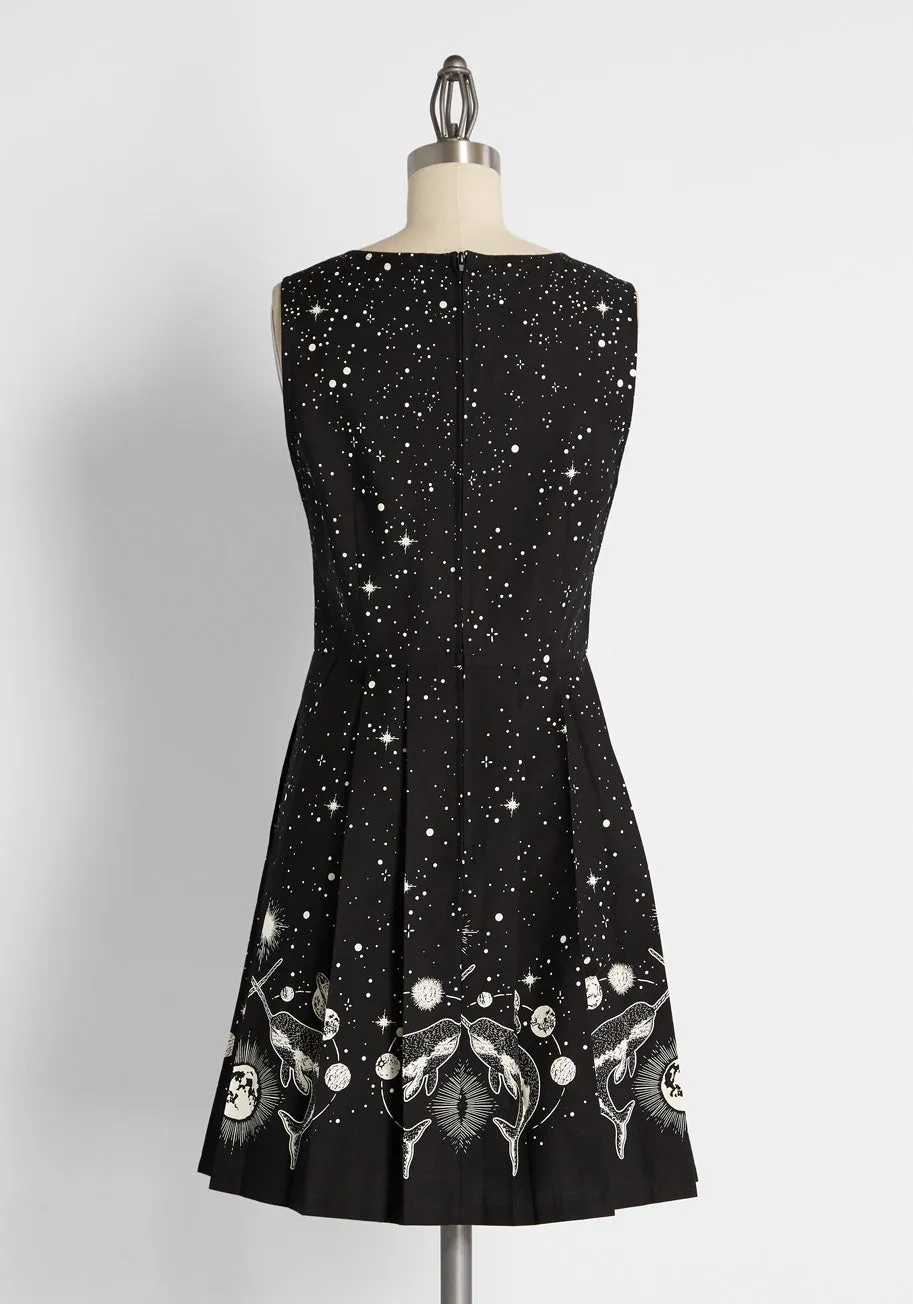 Galactic Aquatic Fit and Flare Dress sold by Modcloth product image thumbnail 2