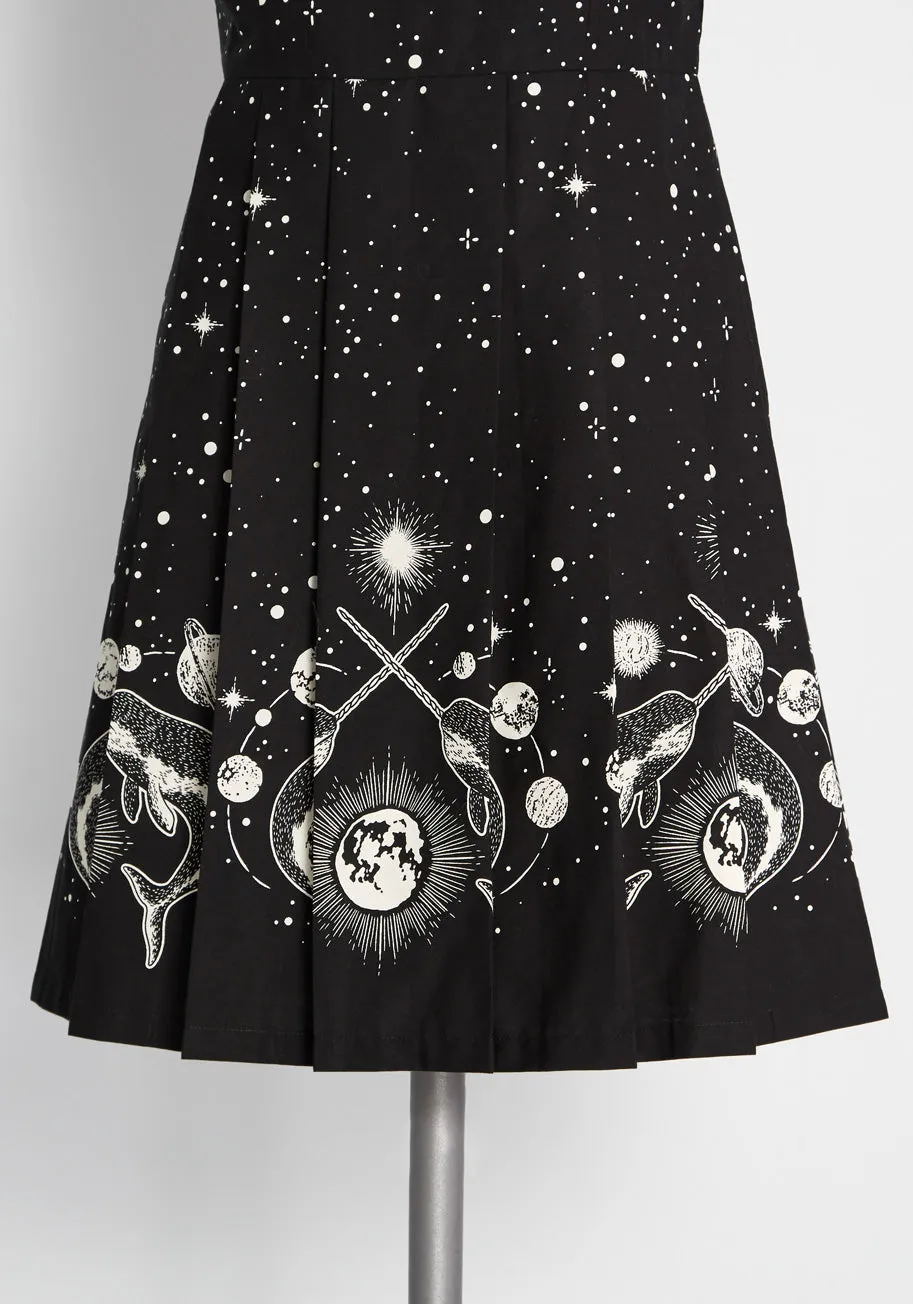 Galactic Aquatic Fit and Flare Dress sold by Modcloth product image thumbnail 3