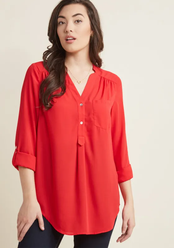 Pam Breeze-ly Long Sleeve Tunic in Tomato sold by Modcloth