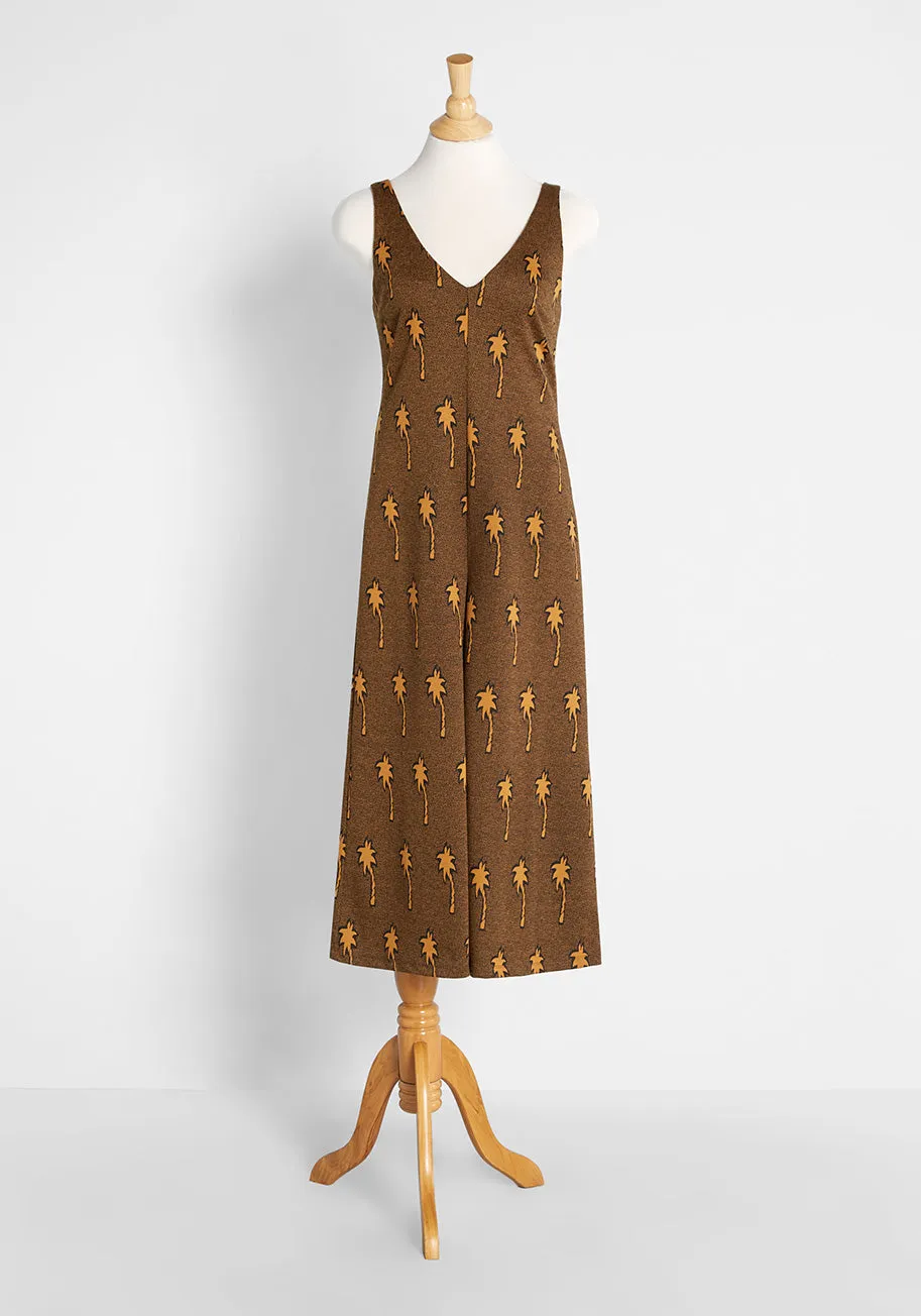 A Breeze In Palm Trees Knit Wide-Leg Jumpsuit sold by Modcloth
