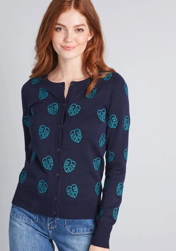 Monstera Mania Embroidered Cardigan sold by Modcloth