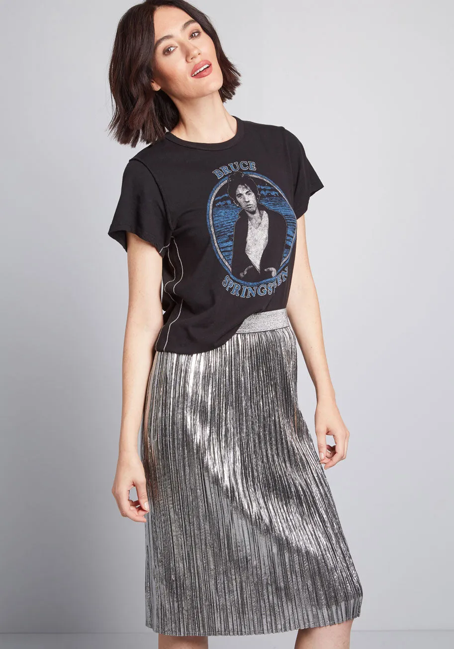 Fold Accountable Pleated Midi Skirt sold by Modcloth