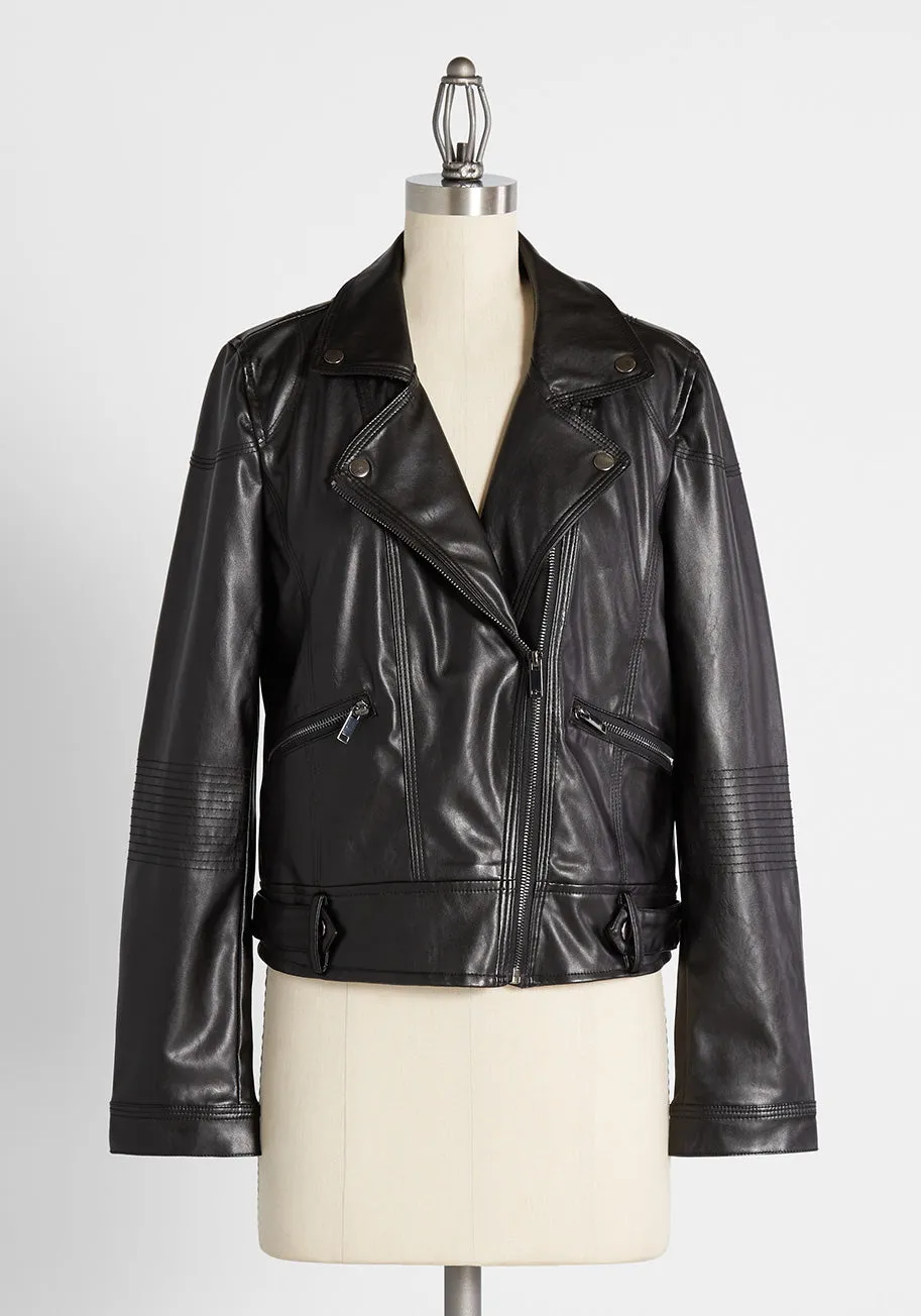 Ready For The Ride Vegan Leather Moto Jacket sold by Modcloth