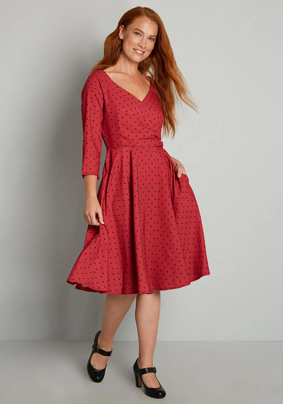 Smoking Hot In Polka Dot Swing Dress sold by Modcloth