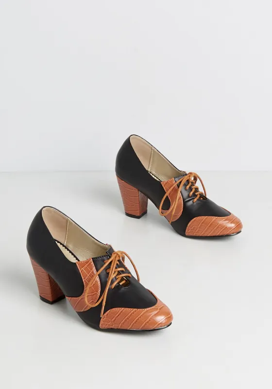 Lulu Hun x Collectif With a Single Step Lace-Up Heel sold by Modcloth