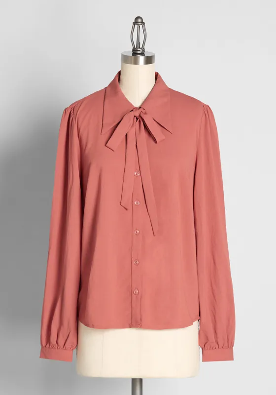 Progress and Poise Tie-Neck Blouse sold by Modcloth