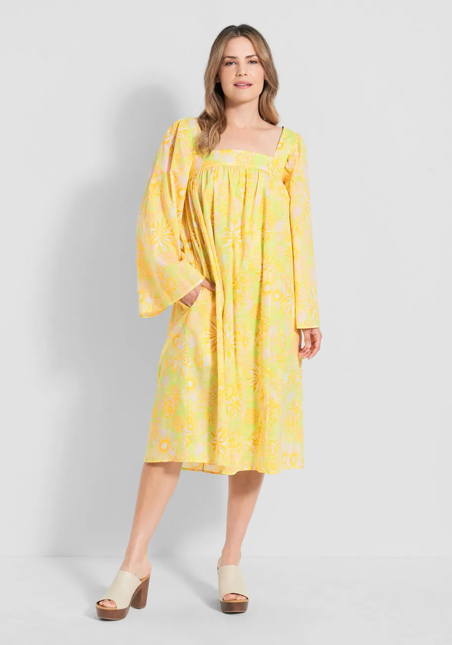 You Say Goodbye, I Say Yellow Midi Dress sold by Modcloth