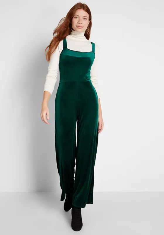 It Girl Status Velvet Jumpsuit sold by Modcloth