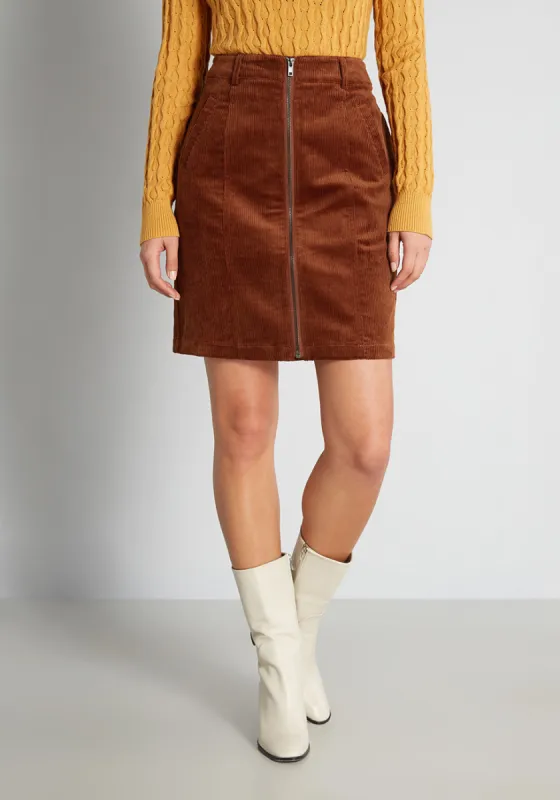 Curious in Corduroy Mini Skirt sold by Modcloth