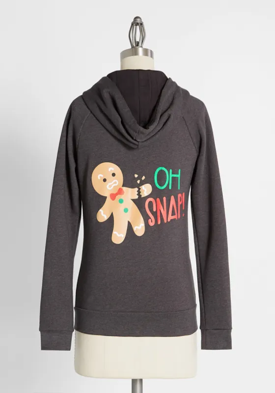 Oh Snap! Holiday Cookie Crumbles Zip-Up Hoodie sold by Modcloth