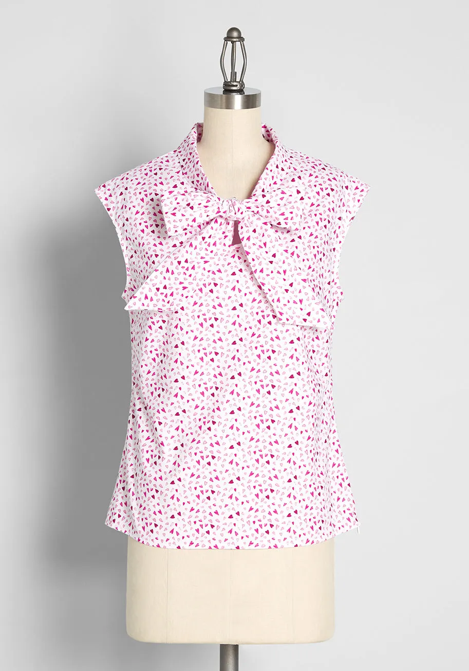 So Full of Heart Tie-Neck Top sold by Modcloth