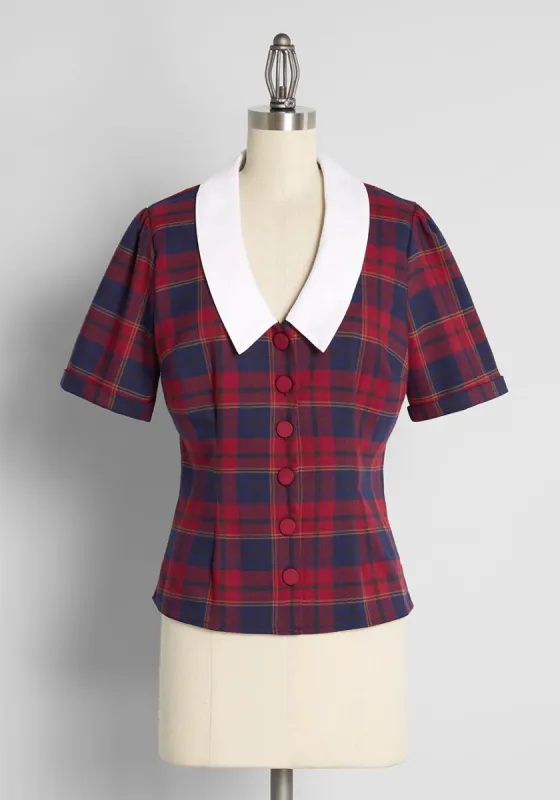 ModCloth x Collectif Plaid to Be Back Button-Up Blouse sold by Modcloth