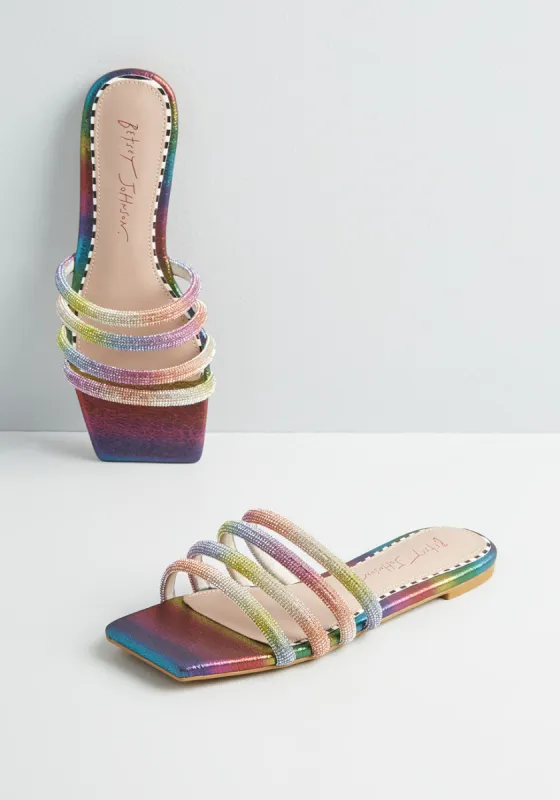 Life In Shimmering Technicolor Slide Sandal Rainbow Multi sold by Modcloth