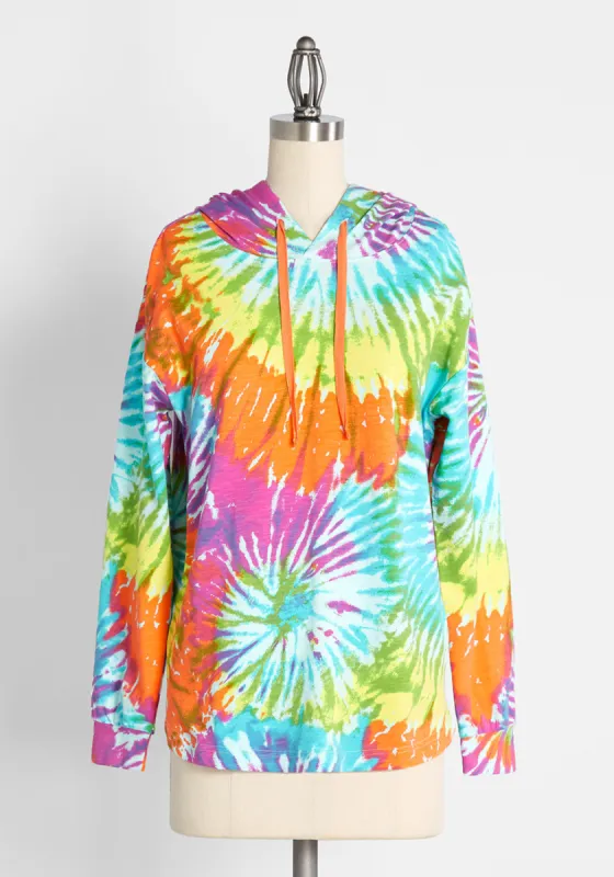 Day Tripping In Tie-Dye Hoodie sold by Modcloth