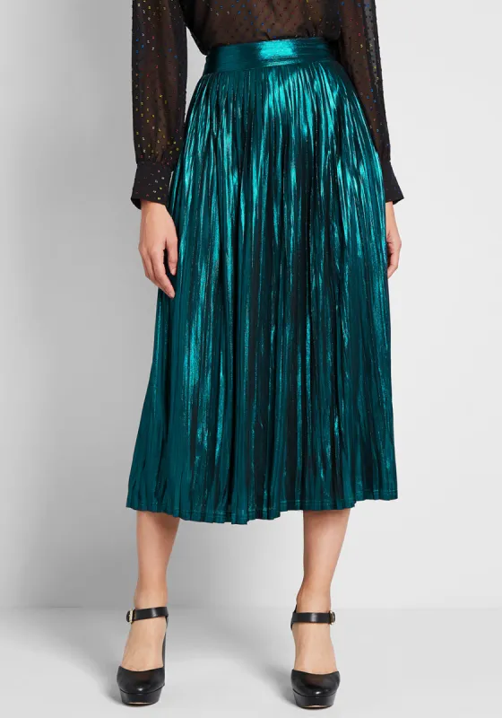 My Time to Shine Metallic Midi Skirt sold by Modcloth