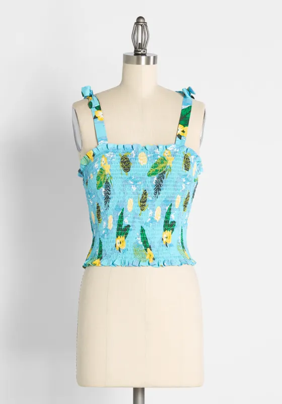 ModCloth x Collectif Sea Turtle Soiree Smocked Tank Top (Final Sale) sold by Modcloth