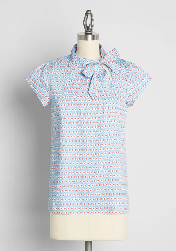 Spotted In The Garden Tie-Neck Top sold by Modcloth