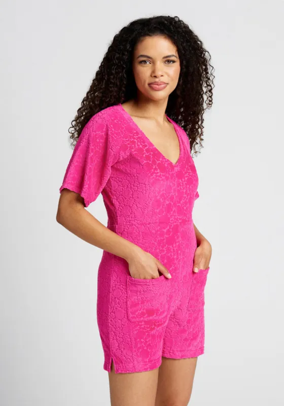 Beach Chaser Velour Romper Sweet Berry sold by Modcloth