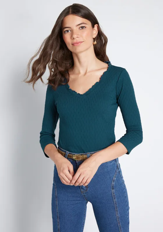 Ready to Ruffle Knit Top sold by Modcloth