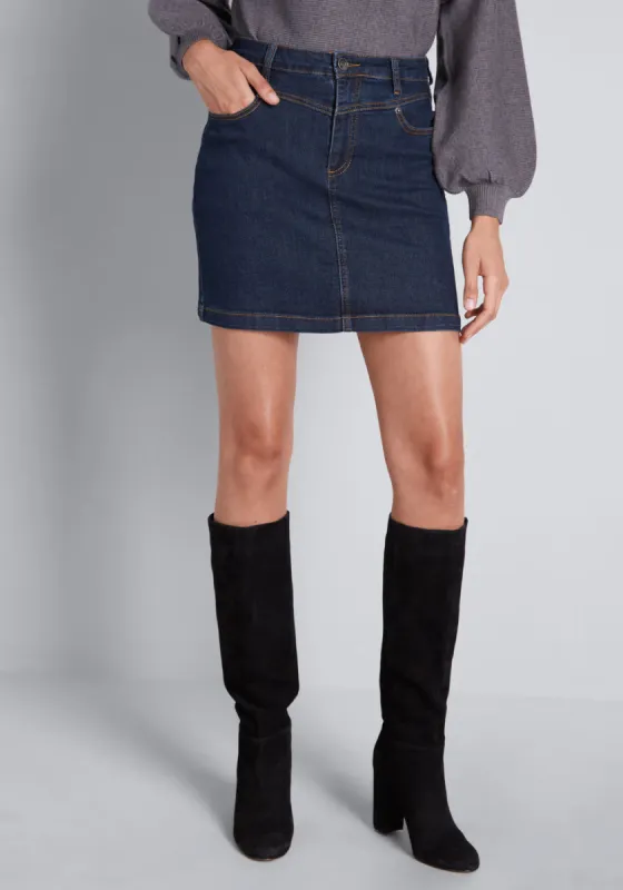 Karaoke Seamstress Mini Denim Skirt sold by Modcloth