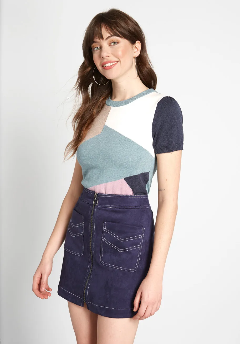 Masterful Mosaic Short Sleeve Sweater sold by Modcloth