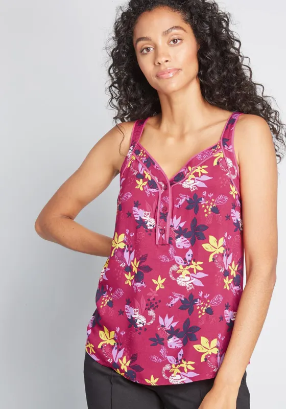 Cafe Au Soleil Henley Tank Top sold by Modcloth