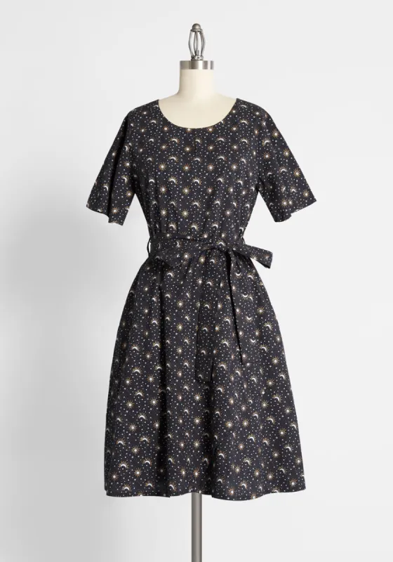 Consulting the Stars A-Line Dress sold by Modcloth