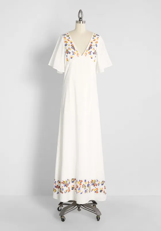 A Midsummer's Daydream Embroidered Maxi Dress sold by Modcloth