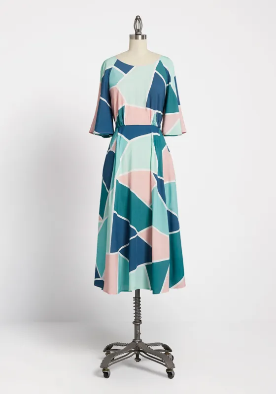 Mosaic Marvel Tie-Back Dress sold by Modcloth