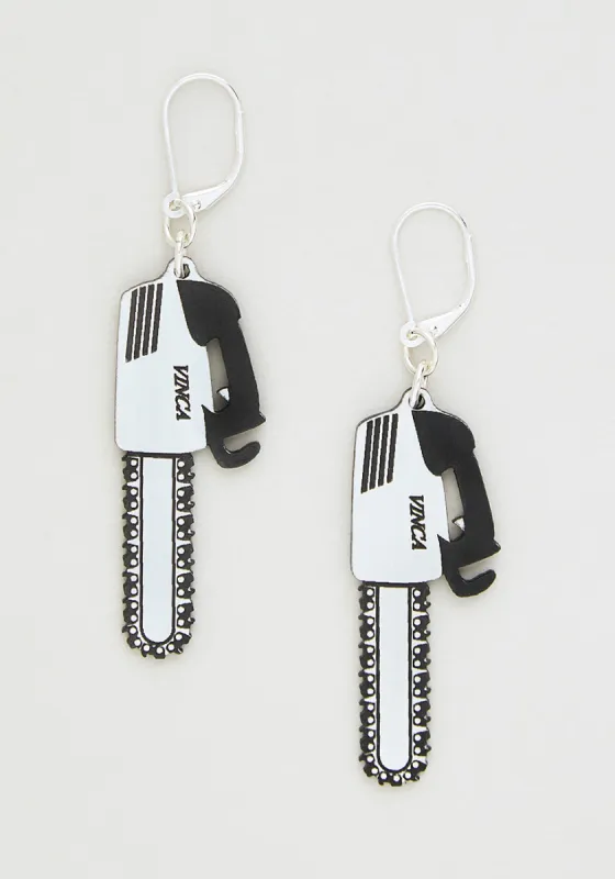 Chainsaw Masquerade Dangle Earrings sold by Modcloth
